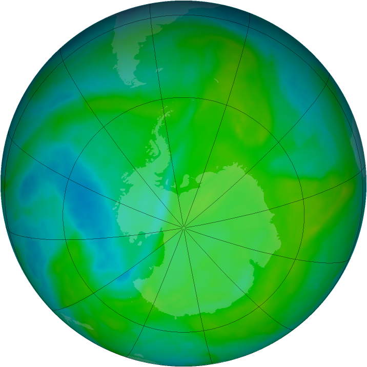Antarctic ozone map for 30 November 2013